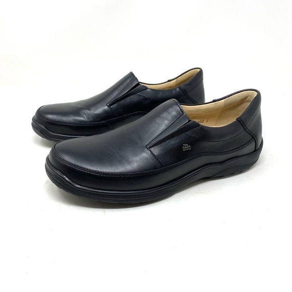 Finn Comfort Aden City-Sport Black Montana Leather Slip On Loafers
